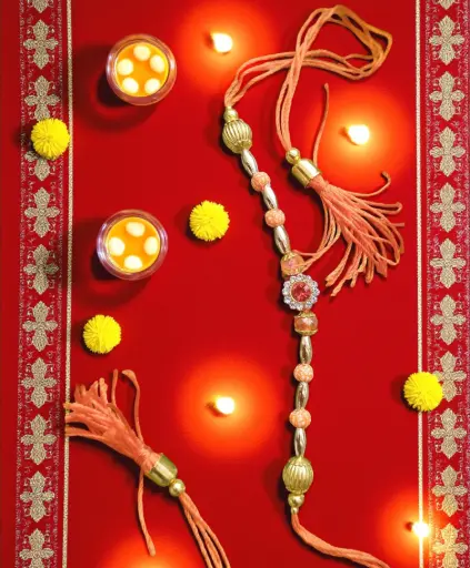 Fancy Rakhi Red Stone