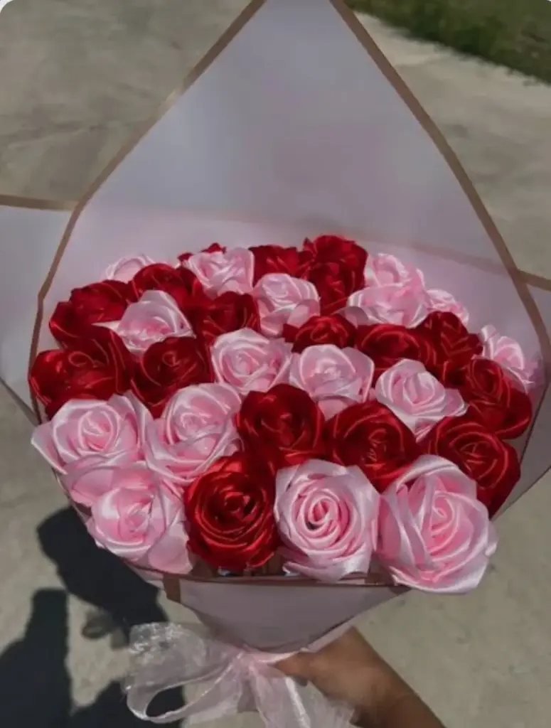 Red and Pink Ribbon Bouquet